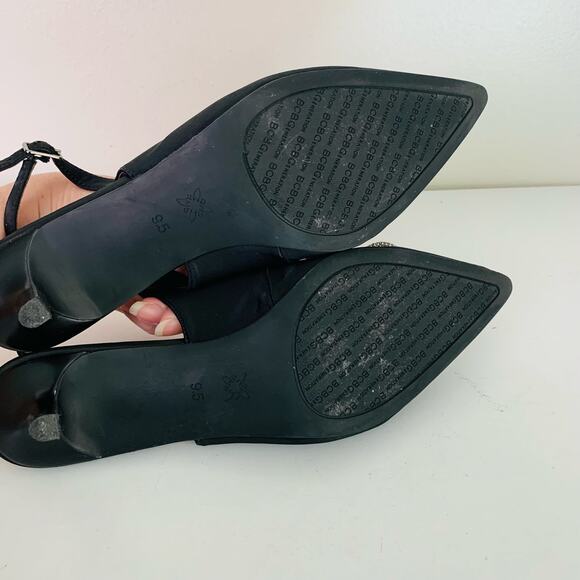 BCBGeneration Size 9.5 Donna Rhinestone Bow Satin Slingback Kitten Heel - Picture 10 of 12